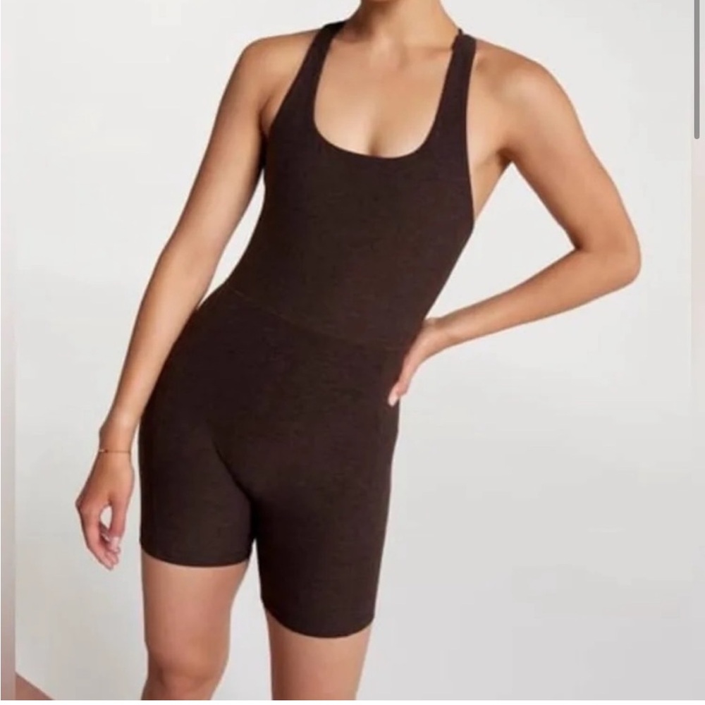 CALIA Women's Lustralux workout Bodysuit Coffee Grounds Heather 5"
